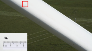 High-resolution blade inspection imagery captured by the Clobotics autonomous drone system